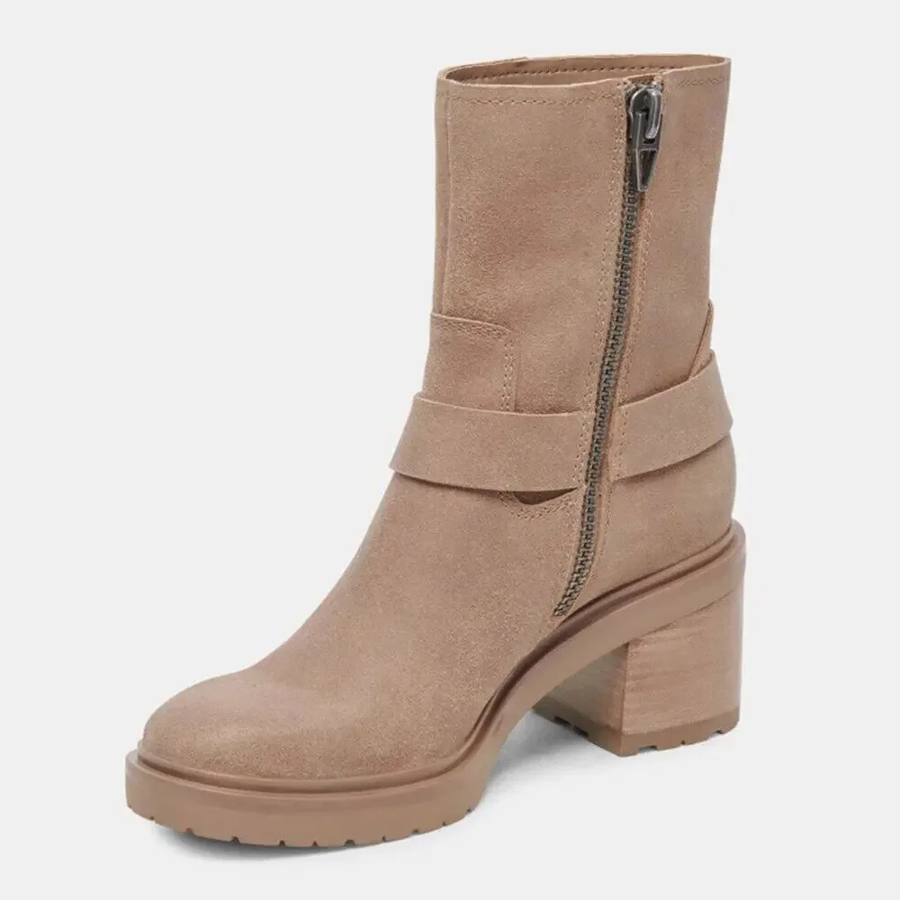 Dolce Vita Camros Buckled Moto Ankle Boots Size 6.5 New